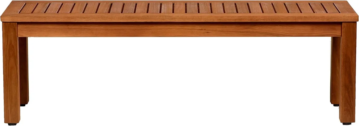 A straight-on view of the slatted seat, with nothing rising above it
